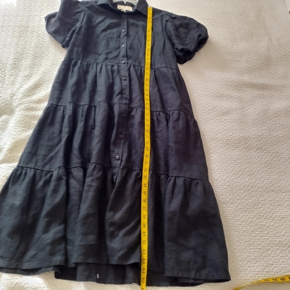 Crown Linen Designs Phoebe Tiered Dress Black Sz S - Picture 10 of 10